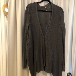 Free People Front Button Dark Gray Sweater